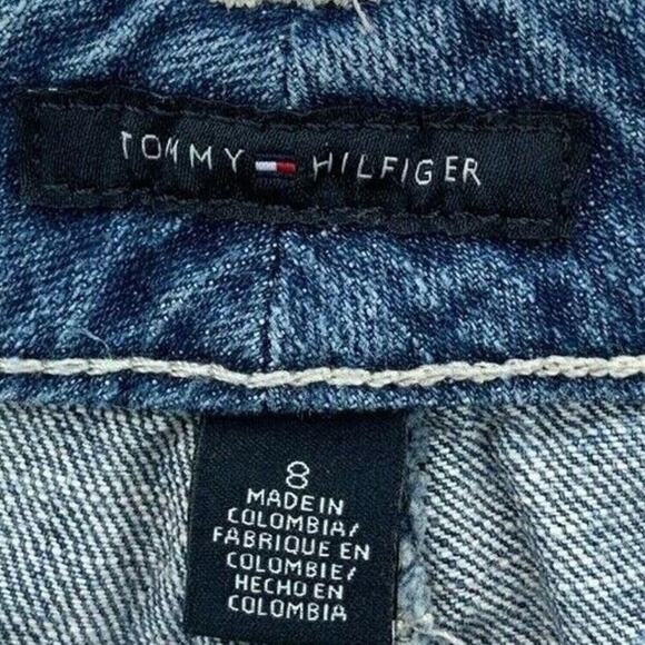 Tommy Hilfiger Short Women Size 8 Boyfriend Mid Rise Stitches Pockets Blue Denim - Picture 5 of 7